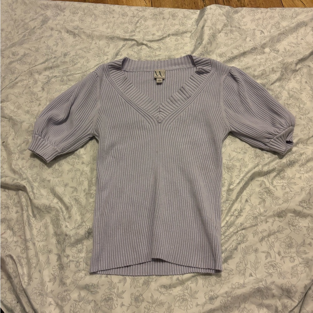 Worthington Light Purple Ribbed Blouse